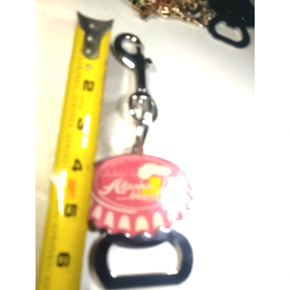 Alamo Beer Scally Wompus Bottle Opener Large Pink Cream silver Tone Keychain